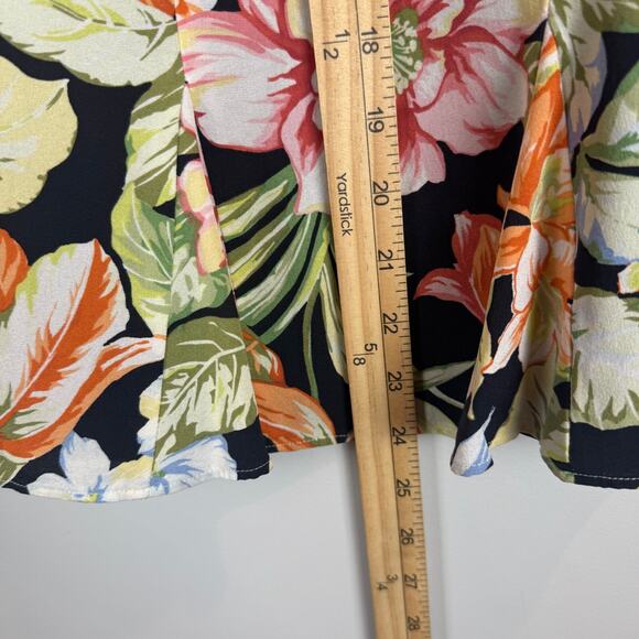 Vtg Talbots Midi Skirt Women 12 Multi Floral 100% Silk Boho Tropical Colorful - Picture 6 of 8